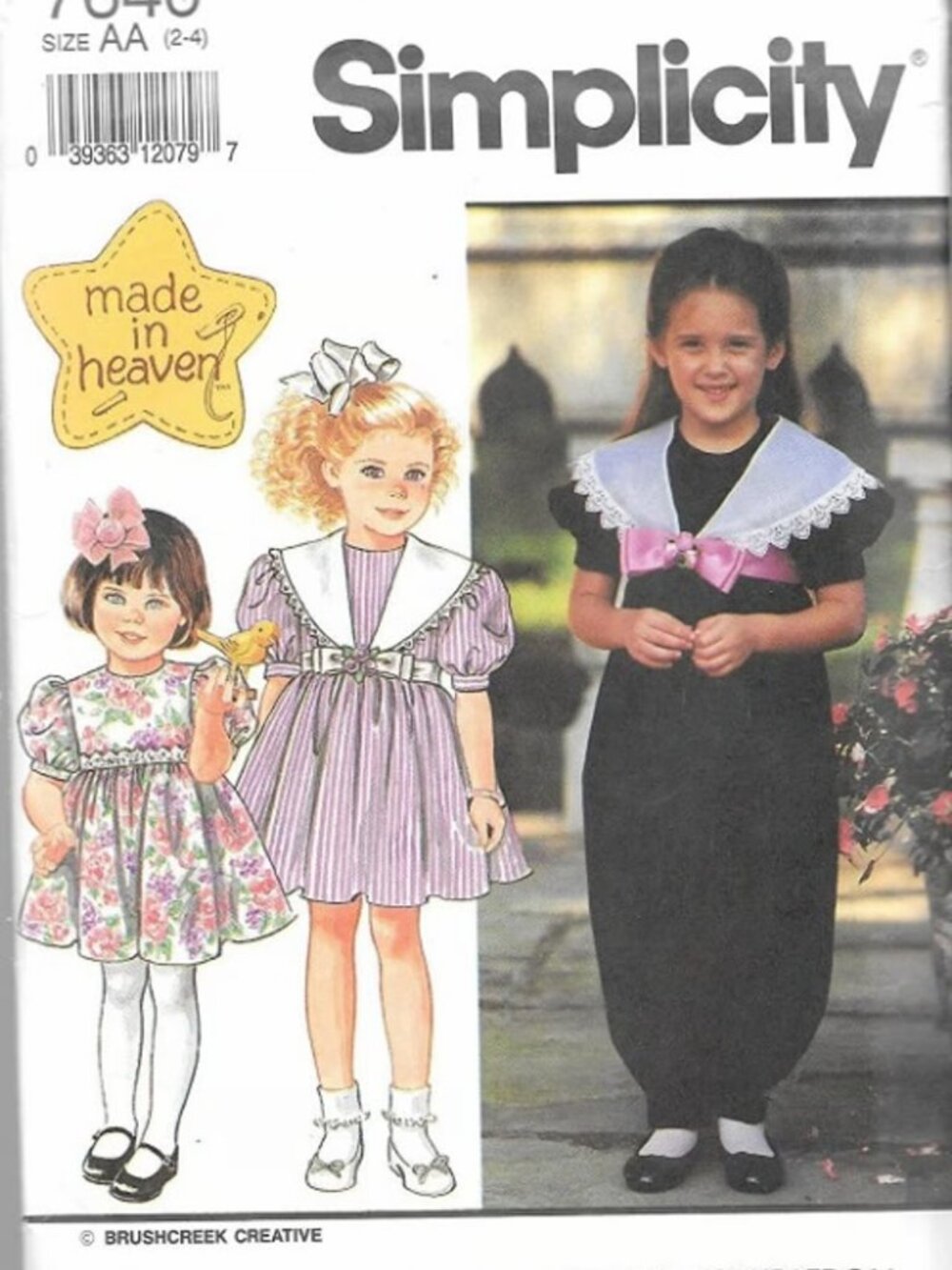 Vintage Simplicity 7640 Toddler Dresses or Long Jumpsuits with Collars Sizes 2-4